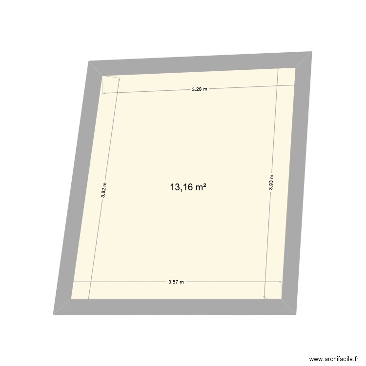 Pasfini. Plan de 1 pièce et 13 m2