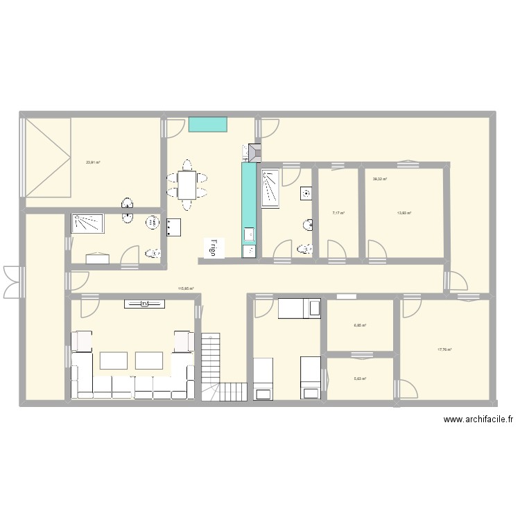MAISON. Plan de 8 pièces et 231 m2