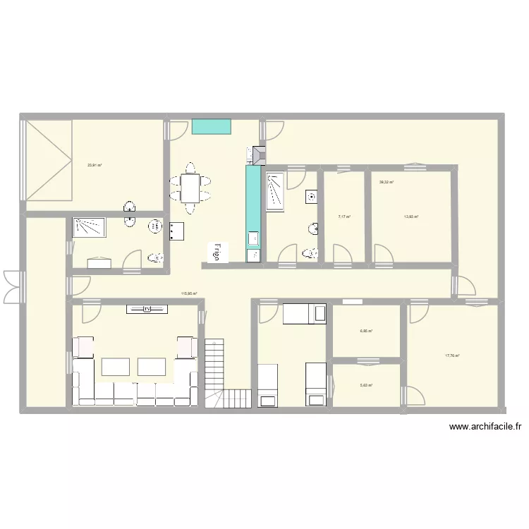 MAISON. Plan de 8 pièces et 231 m²