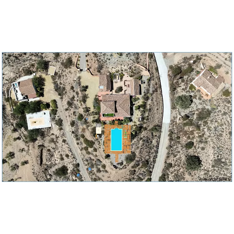 implantation piscine. Plan de 