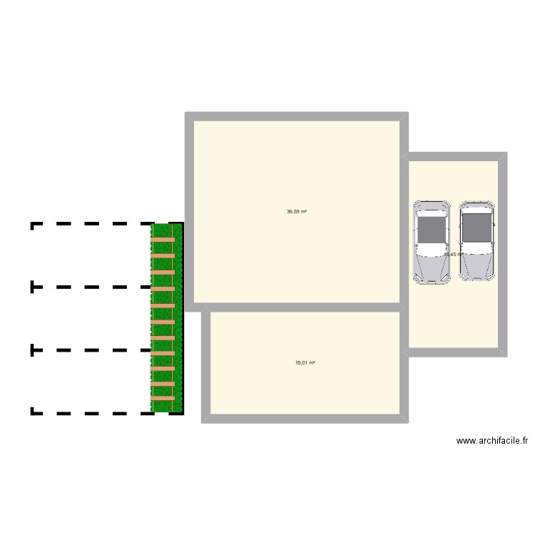 idée magasin (incomplet). Plan de 3 pièces et 72 m2