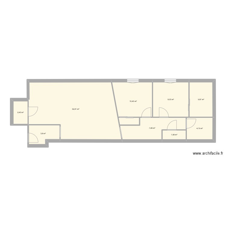 Appart Sophie. Plan de 9 pièces et 78 m2