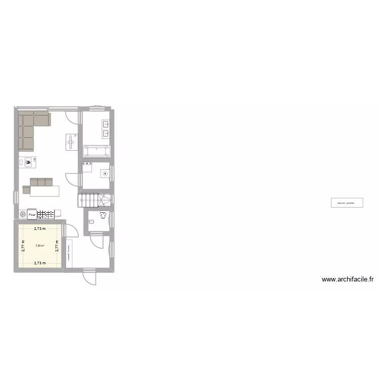 SALON OUVERT. Plan de 1 Pièce et 8 m² SALON OUVERT. Plan de 1 Pièce et 8 m²