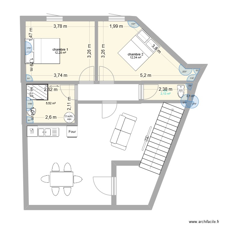 rdc 2 route de clermont. Plan de 5 pièces et 32 m2