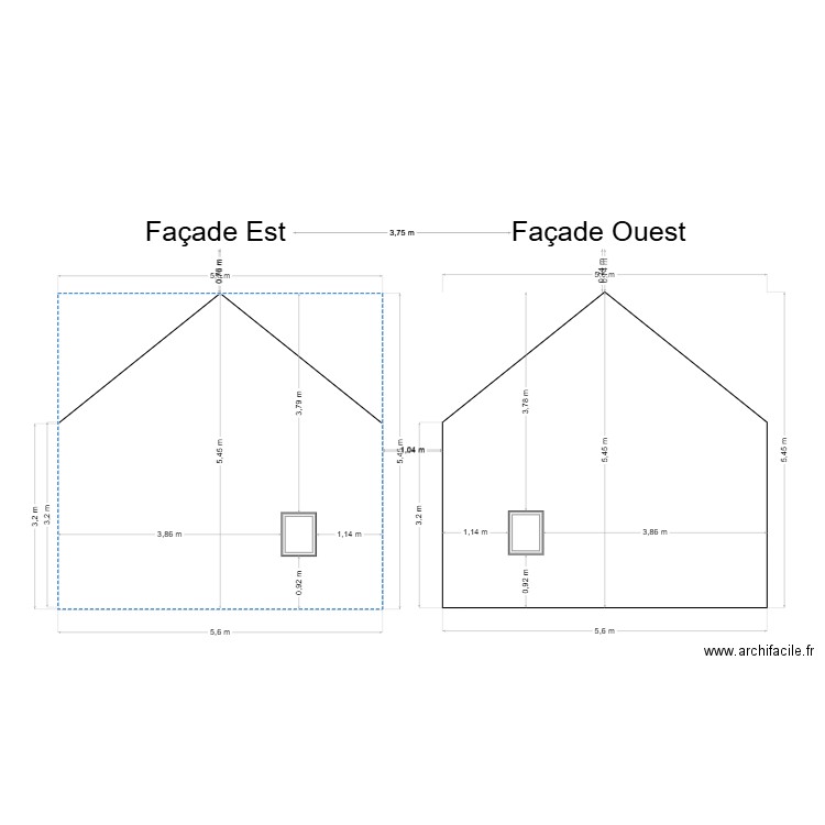 Façade Ouest. Plan de 0 pièce et 0 m2