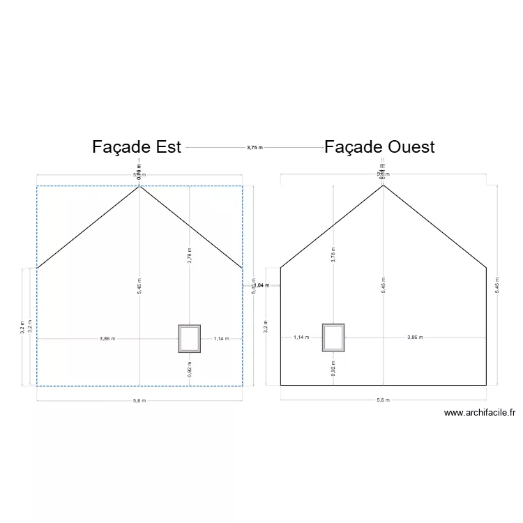 Fa&ccedil;ade Ouest. Plan de 