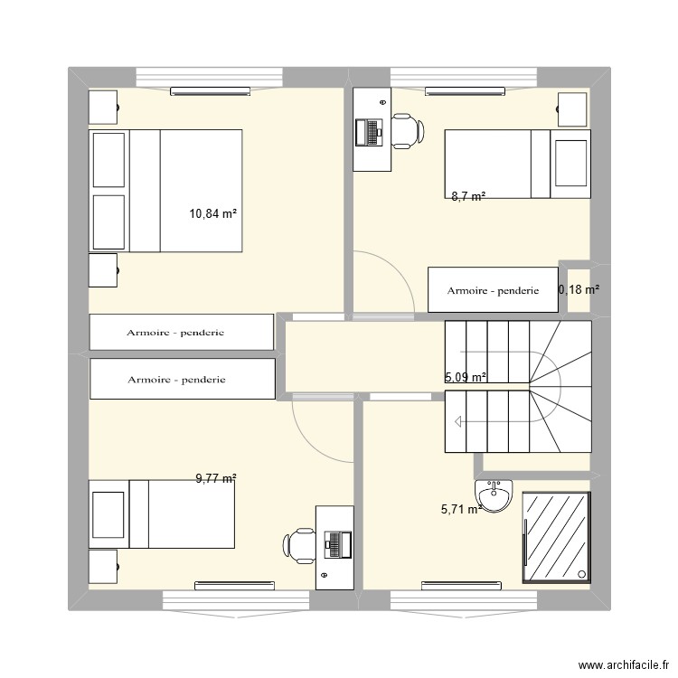 étage zuydcoote. Plan de 6 pièces et 40 m2