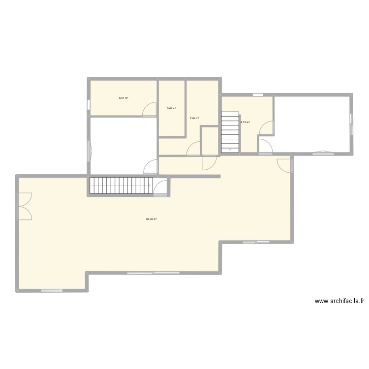 PLAN RDC. Plan de 5 pièces et 118 m2
