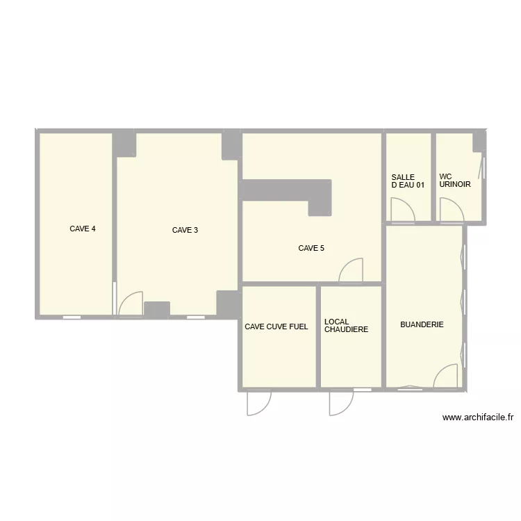 PAUTELIERE CAVEV1. Plan de 14  et 65 m²