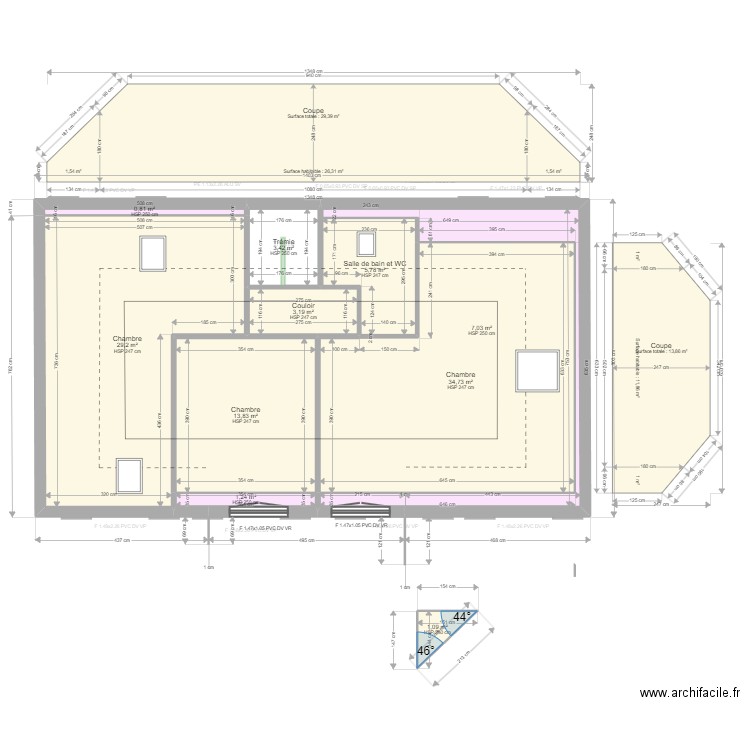 ML24005524. Plan de 25 pièces et 296 m2