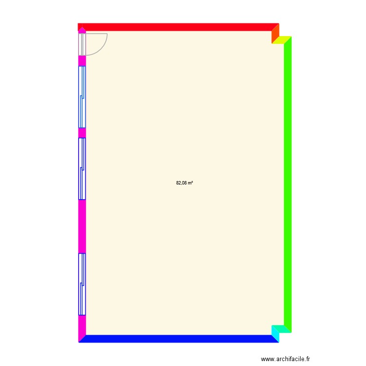 plan de classe. Plan de 1 pièce et 82 m2