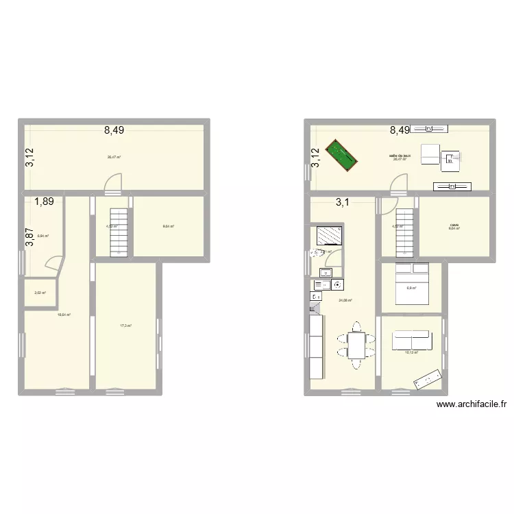 rez-de-chaussee Grand Coeur. Plan de 14 et 171 m² rez-de-chaussee Grand Coeur. Plan de 14 et 171 m²