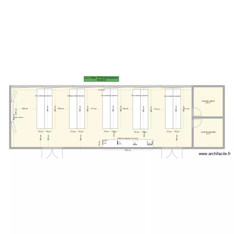 SALLE PLURIDISCIPLINAIRE. Plan de 