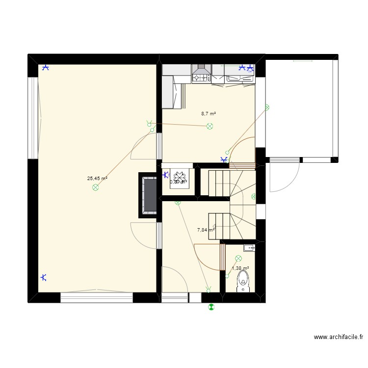 plan rdc Electricité actuel. Plan de 0 pièce et 0 m2