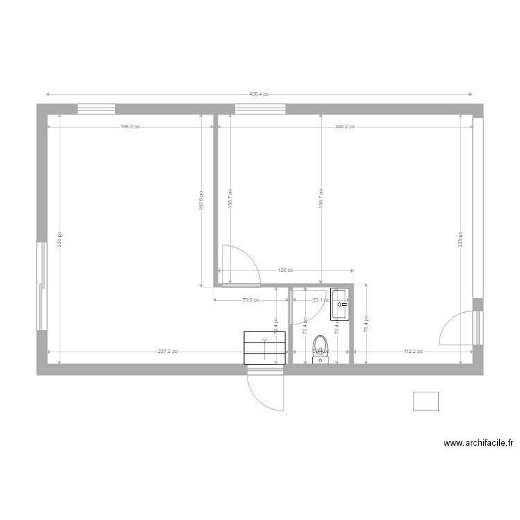 Plan Garage 10.2. Plan de 3 pièces et 60 m2