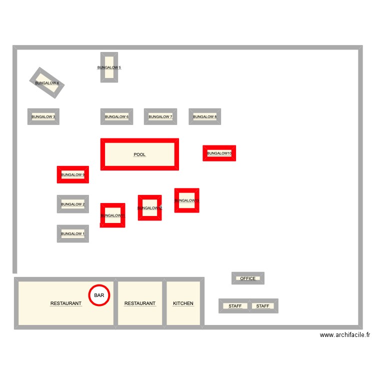 Cap 2eme. Plan de 20 pièces et 60 m2