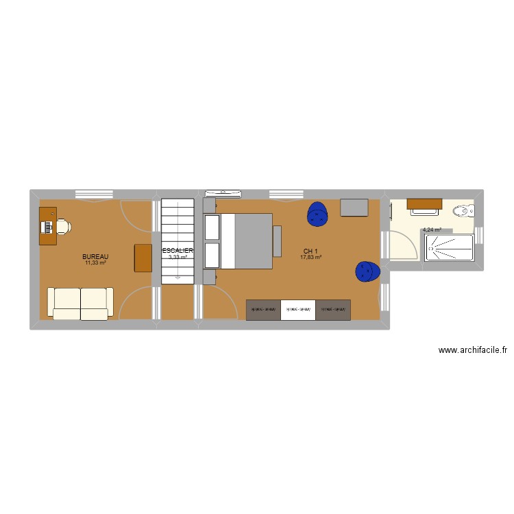 MAILLANE R+1 TRAVAUX. Plan de 4 pièces et 37 m2