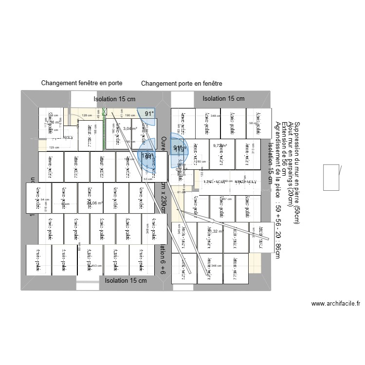 plan nouveau isolation sol. Plan de 6 pièces et 50 m2