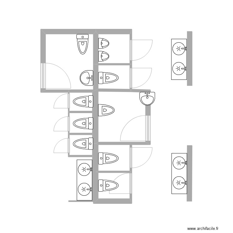 WC marius andre v3. Plan de 6 pièces et 4 m2