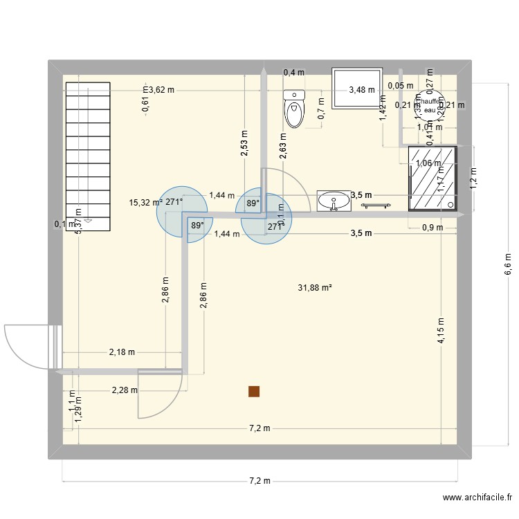 chambre qui fait peur 4. Plan de 2 pièces et 47 m2