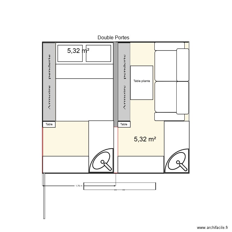 Fourgon. Plan de 2 pièces et 11 m2