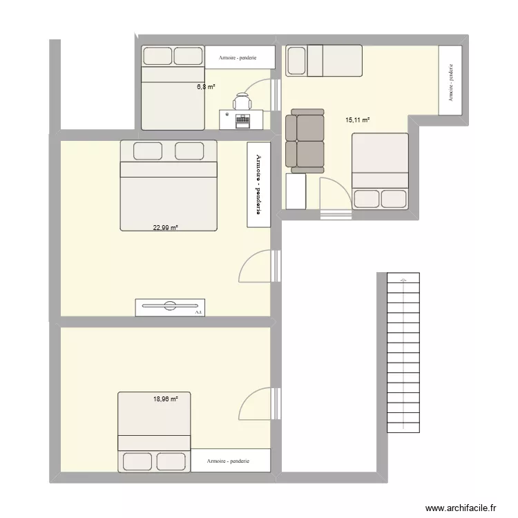 ma maison. Plan de 4 Pièces et 64 m²