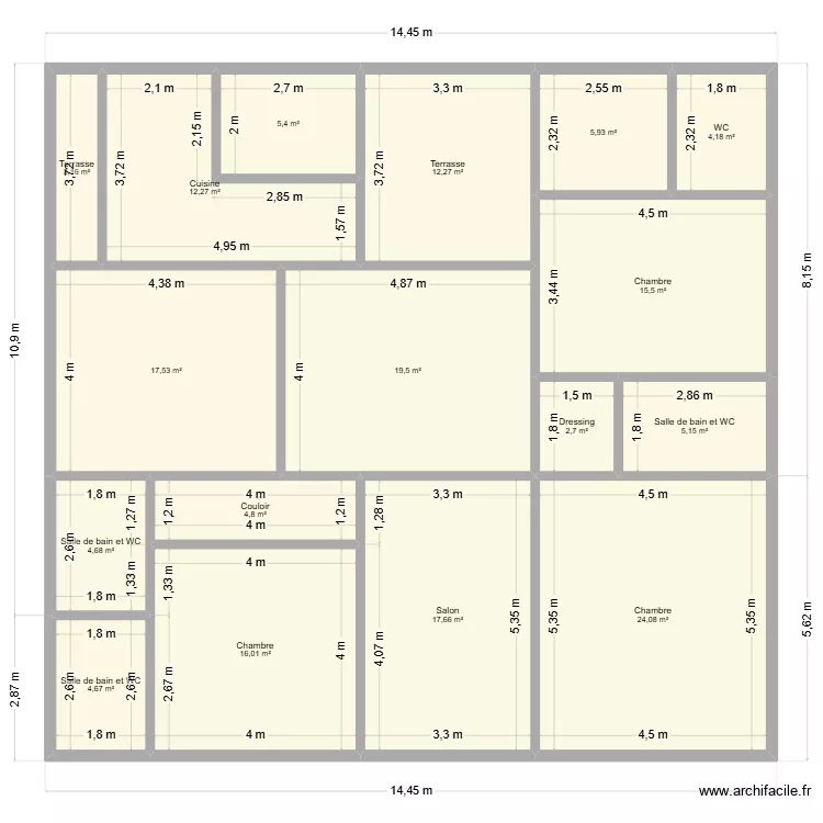 Last Last. Plan de 17  et 175 m²