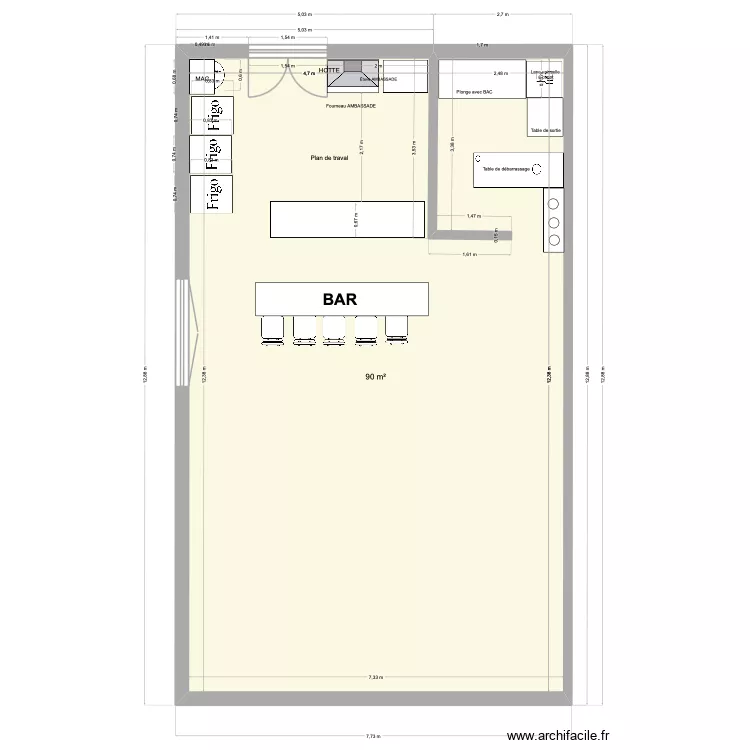 cuisine salle des fete4. Plan de 1 et 90 m² cuisine salle des fete4. Plan de 1 et 90 m²
