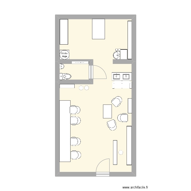 salon. Plan de 2 pièces et 38 m2