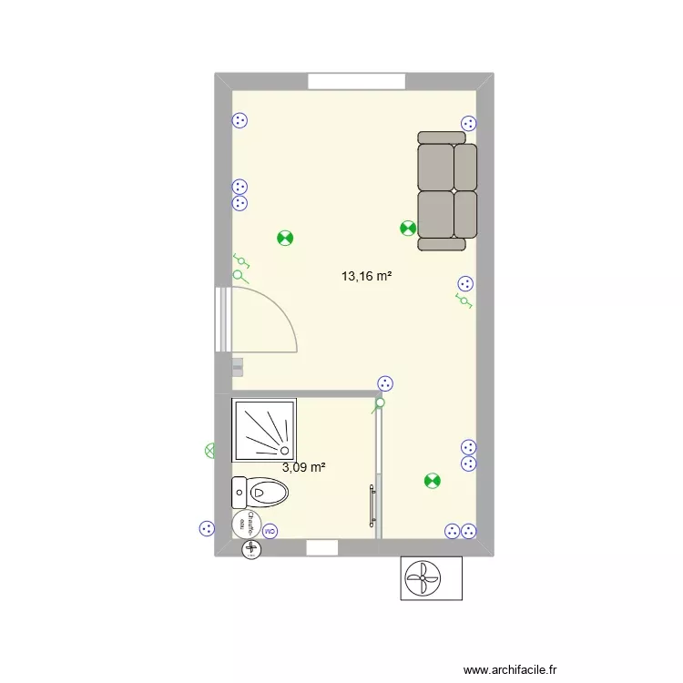 la laupie elec fini. Plan de 2 Pièces et 16 m² la laupie elec fini. Plan de 2 Pièces et 16 m²