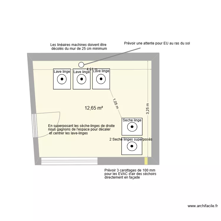 SCHEMA IMPLANTATION LAVERIE CARRE RABELAIS. Plan de 
