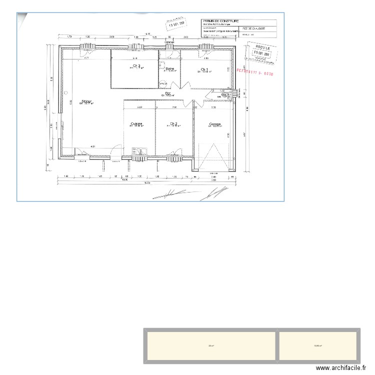 Plan de coupe. Plan de 2 pièces et 37 m2