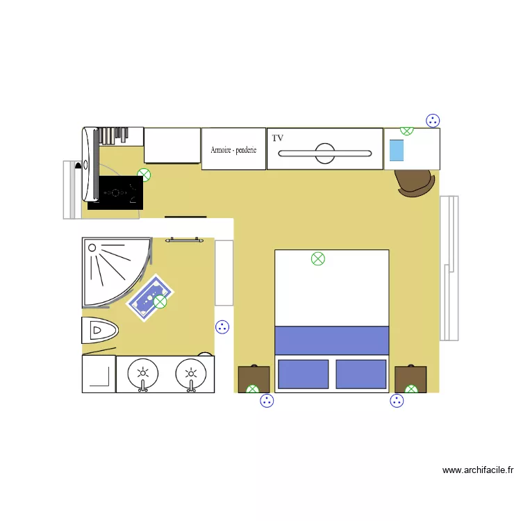 Chambre ***. Plan de 2 pièces et 17 m²