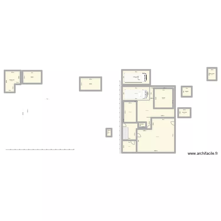 essai four a chaux. Plan de 15  et 260 m²