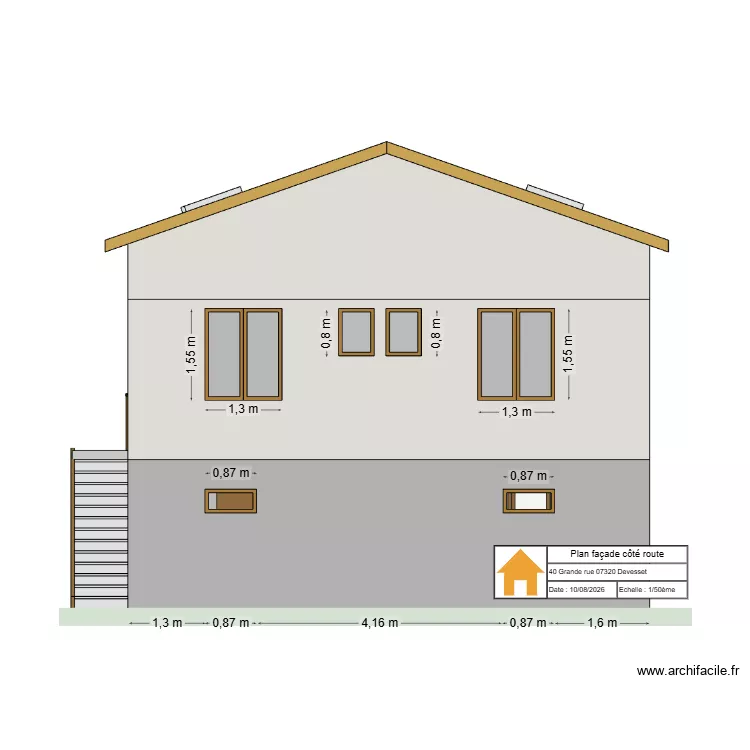 Plan facade route. Plan de 