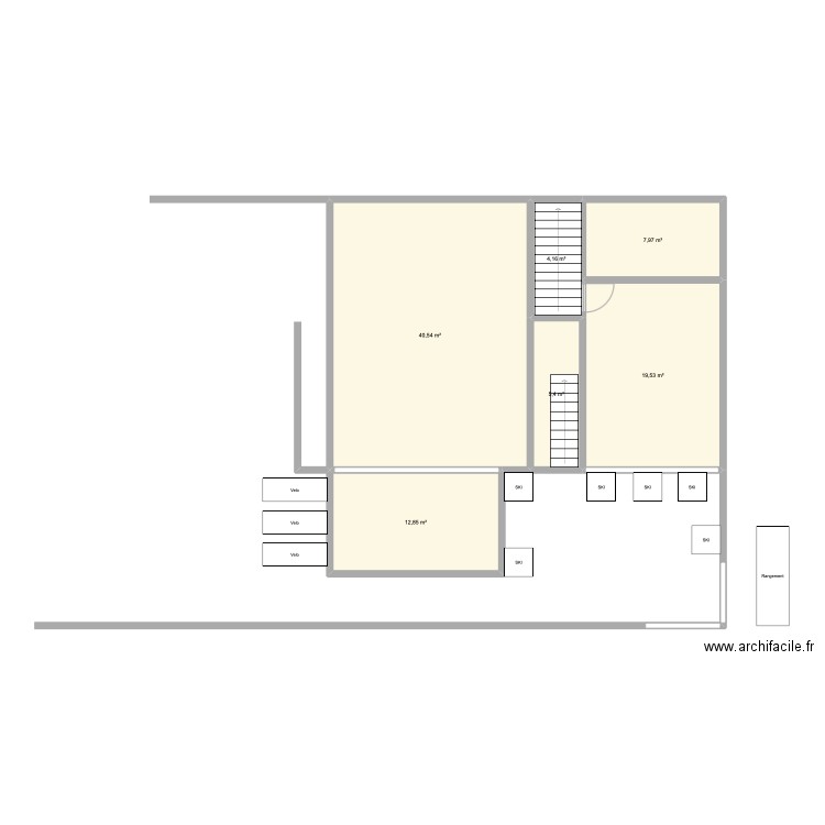 39 Bis. Plan de 6 pièces et 90 m2