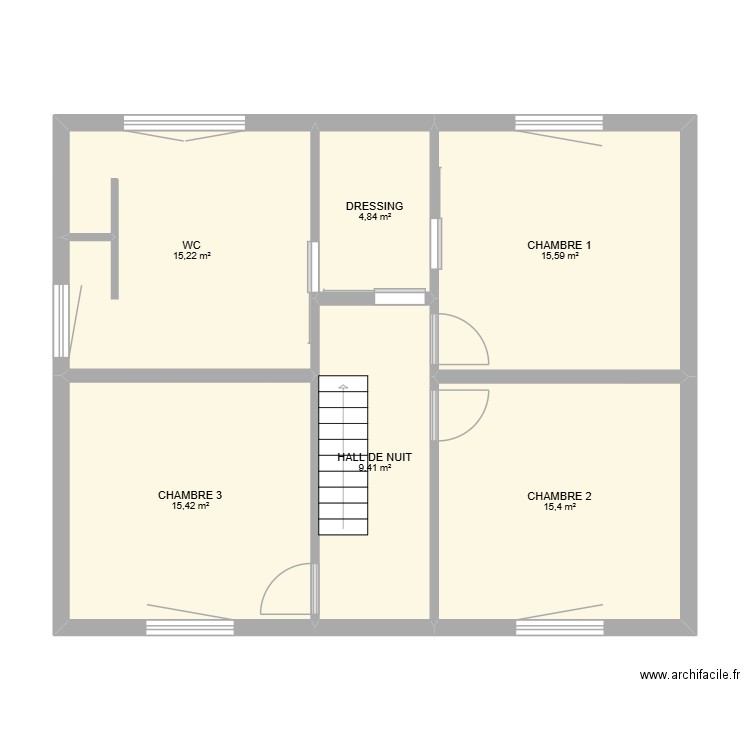 MAISON ETAGE. Plan de 6 pièces et 76 m2