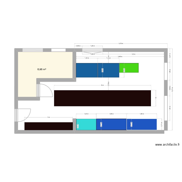épicerie margaux. Plan de 1 pièce et 7 m2