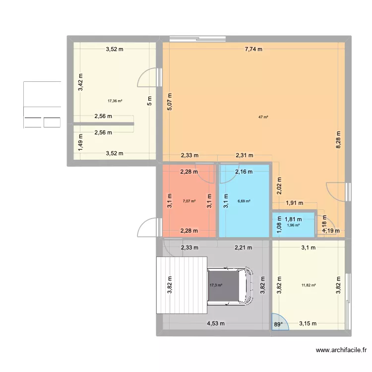 266. Plan de 7 pièces et 109 m²