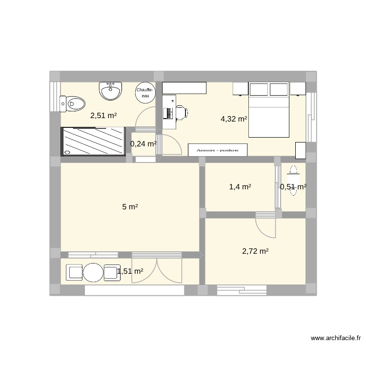 studio. Plan de 0 pièce et 0 m2