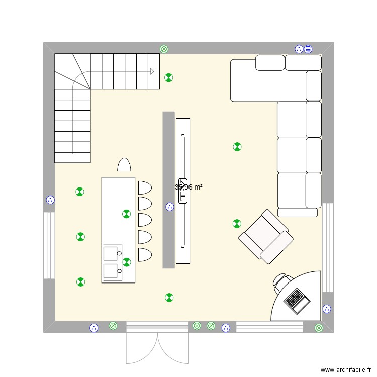 Ma petite Maison de campagne. Plan de 1 pièce et 36 m2