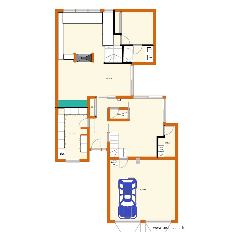 mouvaux. Plan de 6 pièces et 157 m2