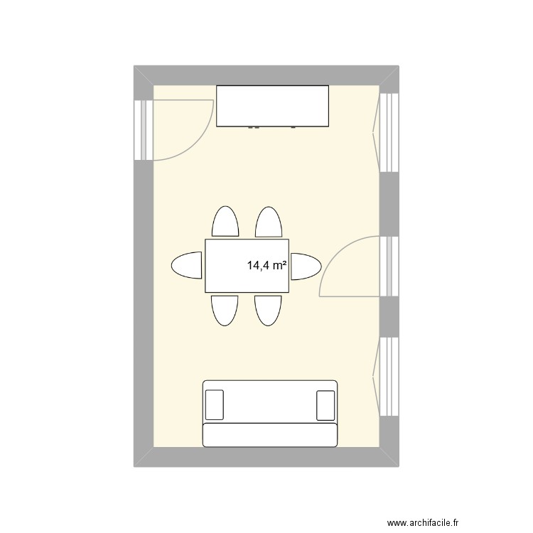 salle a manger portugal. Plan de 1 pièce et 14 m2