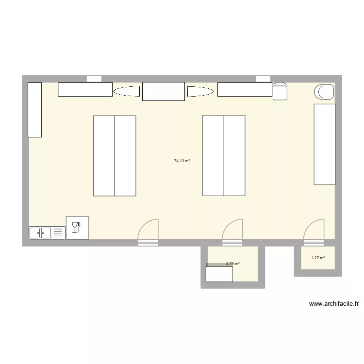 patisserie. Plan de 3  et 78 m²