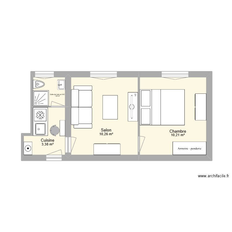 Montreuil V2. Plan de 4 pièces et 26 m2