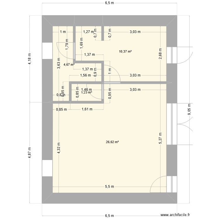 froidfond. Plan de 4 pièces et 43 m2
