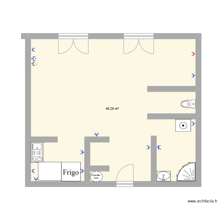 imrane hassou. Plan de 1 pièce et 48 m2