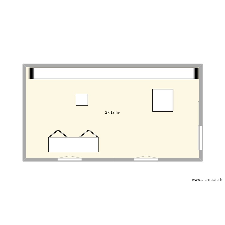 abri dispano. Plan de 1 pièce et 27 m2