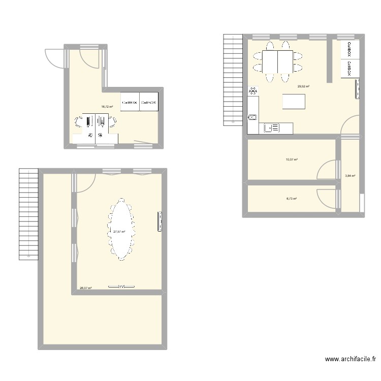 Cuisine agence Pavie. Plan de 7 pièces et 121 m2