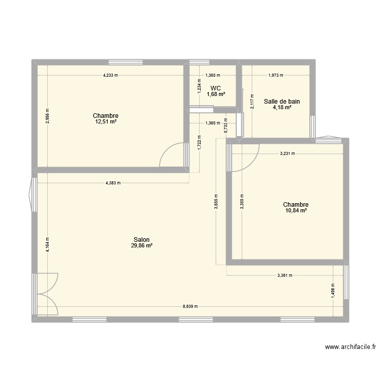 mon plan. Plan de 5 pièces et 59 m2